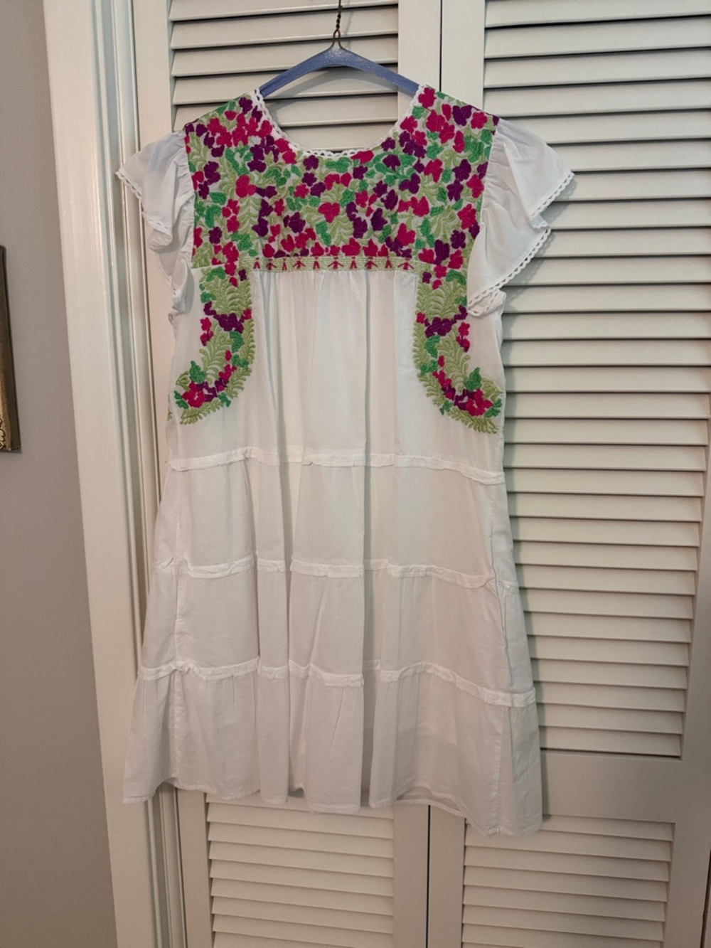 Embroidery flutter sleeve dress - Picture 5 of 5